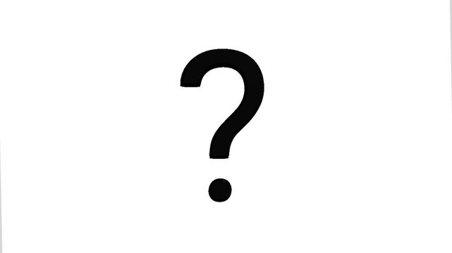 Black question mark icon on a white background with minimalist style.