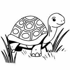 🌿 Smiling Turtle Drawing – Free Digital Art for Kids & Nature Projects