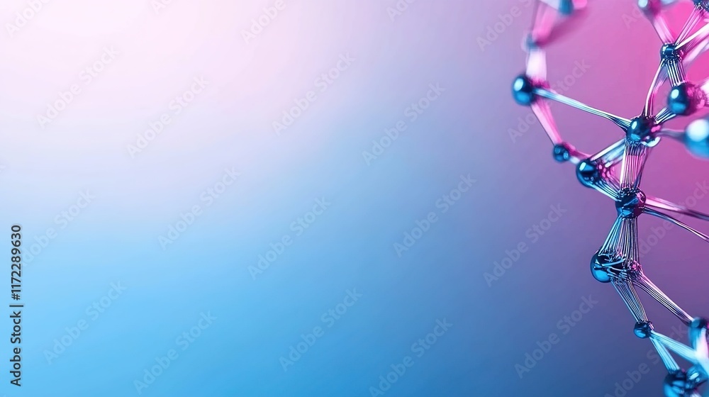 Poster abstract structure of dna molecule with colorful background flares