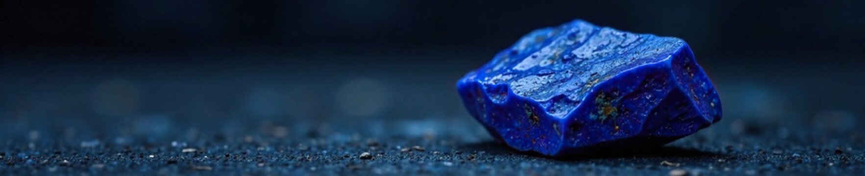 Rough lapis lazuli stone on a dark background with shadows, lapis lazuli, gemstone