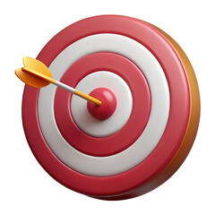 archery board 3d icon png, bullseye 3d icon. red bullseye. goal aim concept 3d icon..  Marketing goal success, target achievement concept. 