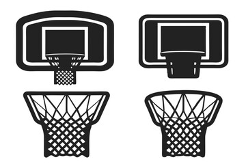 set of basketball hoop silhouette vector illustrator