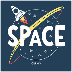 Vintage Space Exploration Travel Graphic T-Shirt Design © Design Planer