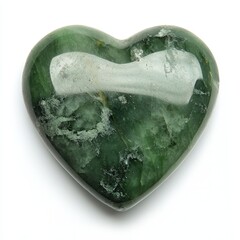 a green jade gem in the shape of a heart