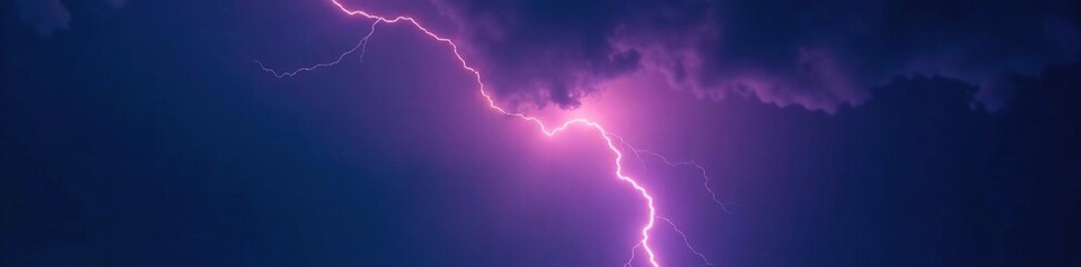 Single bolt of lightning illuminating the dark sky, lightining bolt, intense