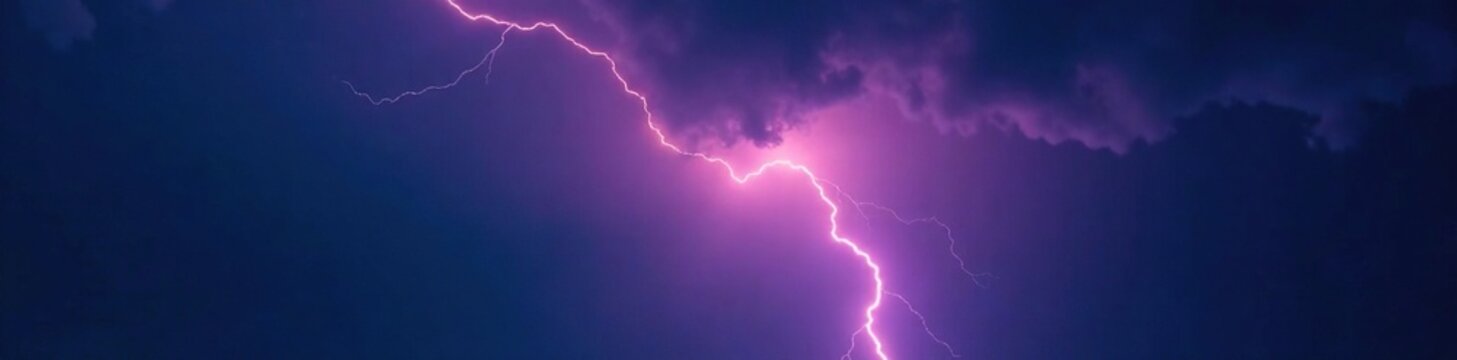 Single bolt of lightning illuminating the dark sky, lightining bolt, intense