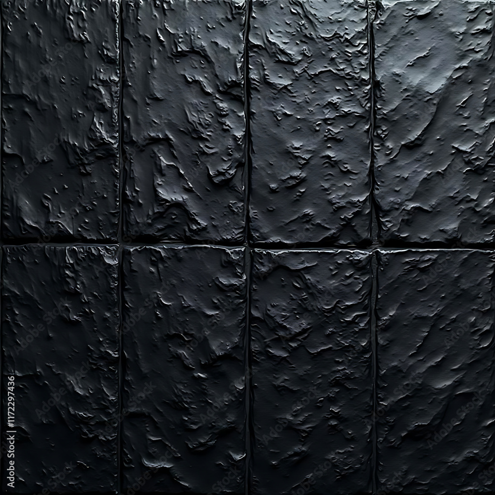 Poster abstract textured black surface tiles with intricate detailing and depth