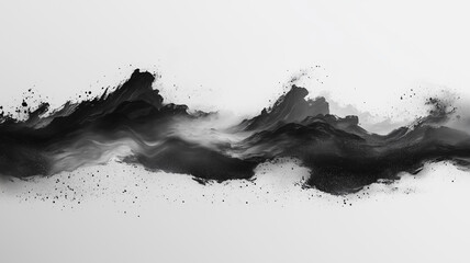 Obraz premium Black ink wash abstract landscape painting background