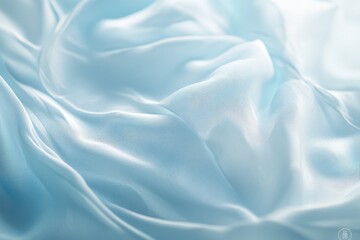 Obraz premium Soft, flowing light blue silk fabric with gentle waves and folds.