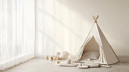 Playful Child s Teepee Tent in Minimalist Nursery Room Decor
