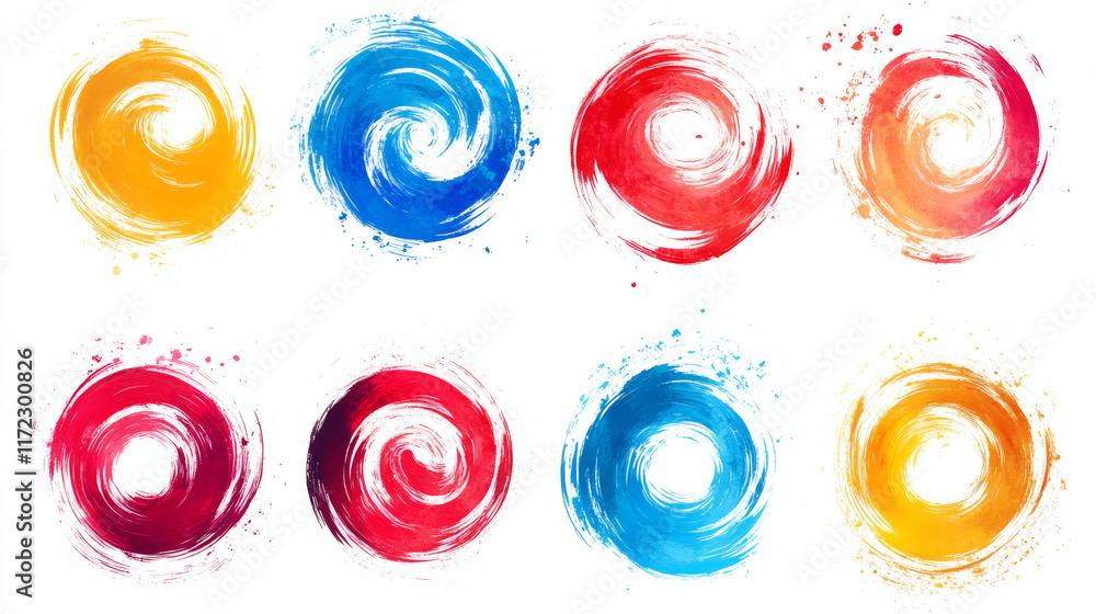 Poster colorful brush strokes in vibrant swirls create dynamic visual