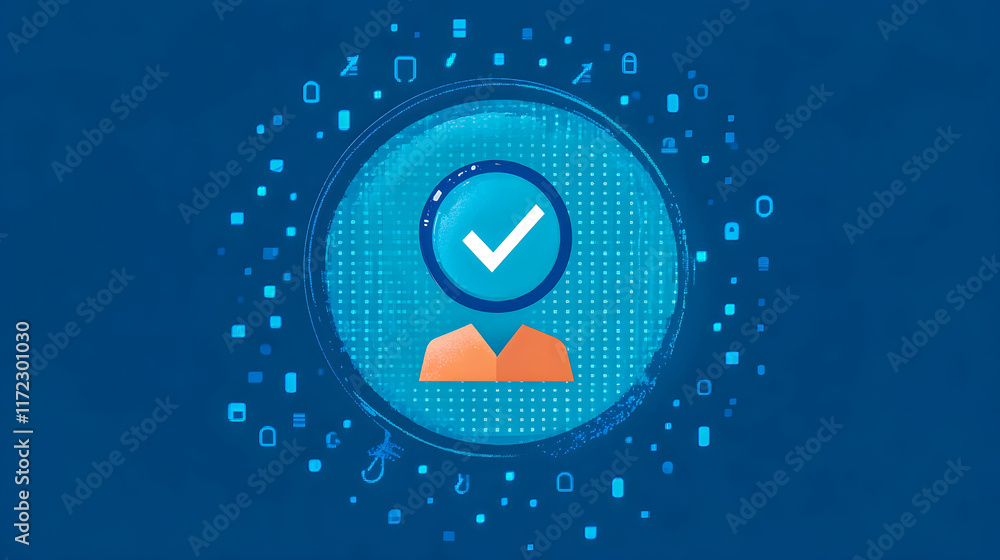 Poster digital identity verification concept illustrating security, trust, and user authentication in moder