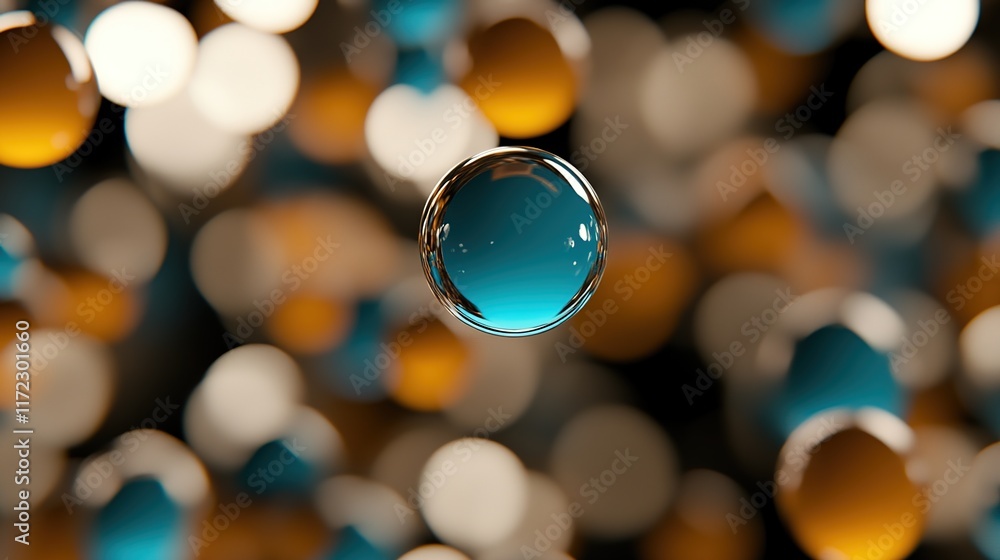 Poster colorful abstract composition with floating bubbles in soft focus