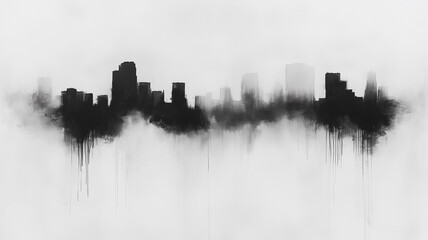 Urban Haze: Monochromatic Cityscape Painting 