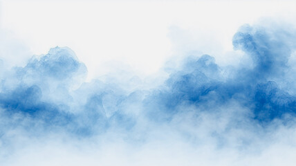 Fototapeta premium Swirling blue smoke and vapor on white background