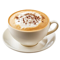 Obraz premium cup of hot cappuccino with milk foam isolated on transparent white background, clipping path
