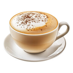 Obraz premium cup of hot cappuccino with milk foam isolated on transparent white background, clipping path