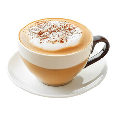 Obraz premium cup of hot cappuccino with milk foam isolated on transparent white background, clipping path