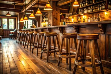 Fototapeta premium A bar with wooden stools and a lot of light