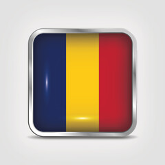 Fototapeta premium Romania Flag Icon in Square Shape with Glossy Finish