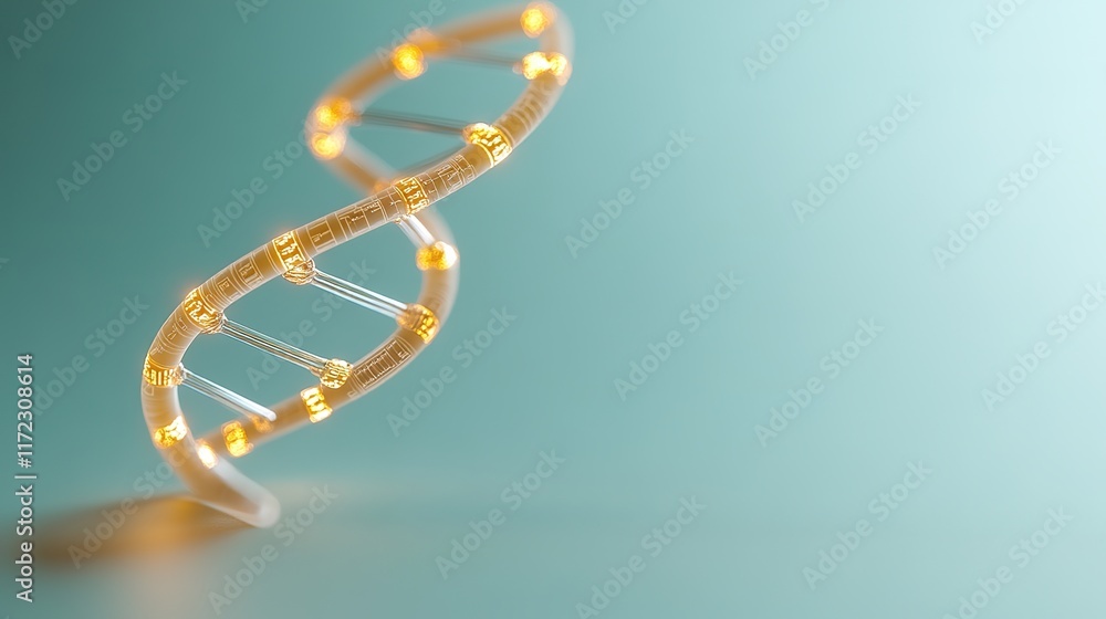 Aufkleber dna helix structure with illuminated nucleotides on soft background