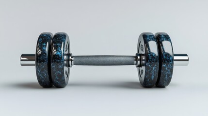 Naklejka premium Dark Blue Marble Dumbbell: Strength training, fitness equipment, gym, workout, exercise, bodybuilding, weightlifting, health, wellness, sports, muscle, power, dumbbell, weights, gym equipment.
