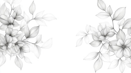 Delicate hand drawn floral design featuring leaves and flowers in soft tones. Perfect for elegant backgrounds
