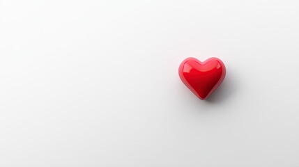 Fototapeta premium A clean white background with a single small pink heart placed in the center, surrounded by negative space.