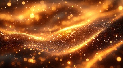 Shimmering wave of golden particles creating a magical ethereal effect