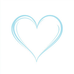 A light blue heart outline on a white background, featuring a minimalistic cartoon style. The clean and simple design is ideal for stickers, clip art, or Valentine's Day-themed art.