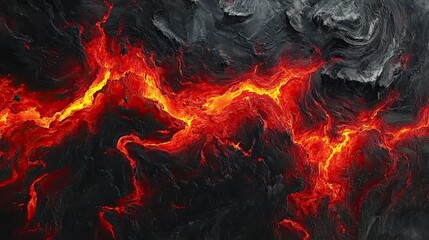 A volcano background with lava flow, featuring fiery reds and blacks. abstract designs, nature-inspired themes, dramatic visual art projects, volcanic eruption