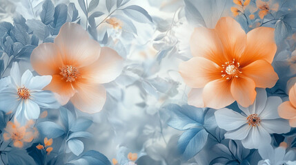 Flower pattern with intricate detailing with beautiful colors, Flowers watercolor illustration and watercolor painting and space in center, Flower background for design.