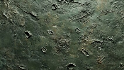 Dark green textured background with uneven surface and craters.