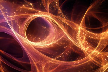 A dynamic background showing swirling network patterns with bright points of light connecting on a deep gradient, symbolizing energy flow.