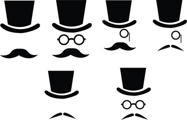 Sombrero and mustache silhouette Icon, Black silhouette of a traditional sombrero hat with decorative patterns and a mustache, symbolizing mexican culture, heritage, and festivities