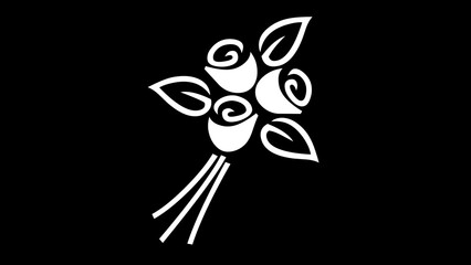 Bouquet of flowers sign white color in black background