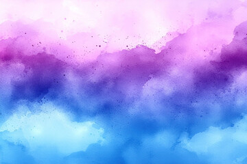 Obraz premium Abstract watercolor cloudscape background in gradient purple, blue, and pink hues for digital art