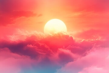Vivid sunset sky with pink and orange hues over clouds