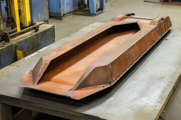 Metal Component Resting on a Workbench in an Industrial Workshop During Daytime