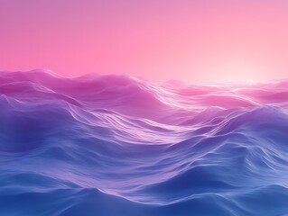 Obraz premium Pink and blue wavy landscape at sunset.