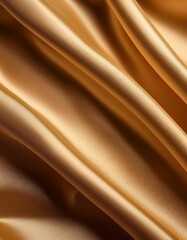 Fototapeta premium A close-up of luxurious golden-colored satin fabric draped in soft folds, showcasing its smooth texture and subtle sheen