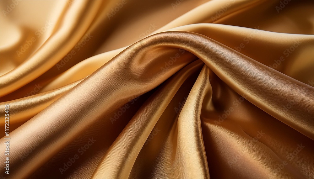 Aufkleber a luxurious display of gold-colored satin fabric with flowing folds and a subtle sheen, creating a v