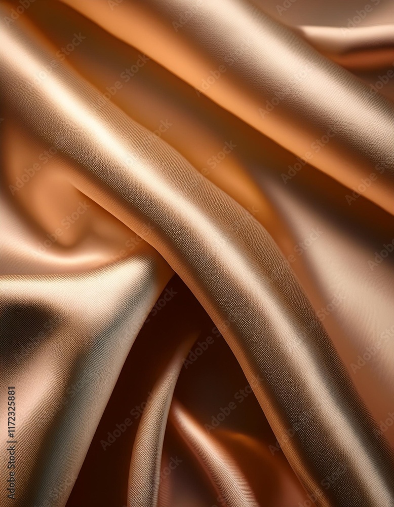 Aufkleber a luxurious display of champagne-colored satin fabric with flowing folds and a subtle sheen, creatin