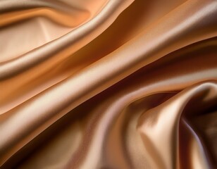 Fototapeta premium A close-up of luxurious gold-colored satin fabric draped in soft folds, showcasing its smooth texture and subtle sheen