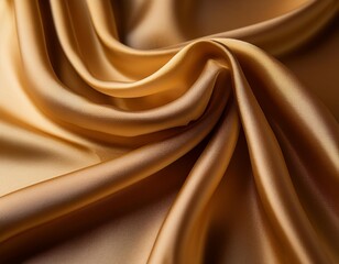 Obraz premium A close-up of luxurious champagne-colored satin fabric draped in soft folds, showcasing its smooth texture and subtle sheen
