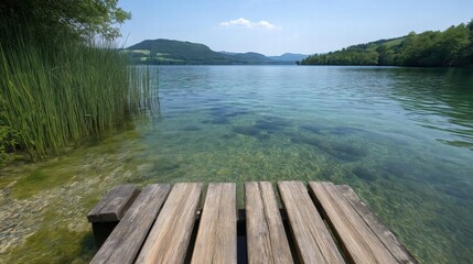 Serene Lake View from Wooden Dock