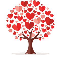 Obraz premium valentine card with hearts tree icon silhouette vector illustration