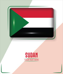 Flag of Sudan isolated on White background with Text. Banner, Poster, vector, template, Mockup, Background, Social Media, Post, 3D.