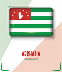 Flag of Abkhazia isolated on White background with Text. Banner, Poster, vector, template, Mockup, Background, Social Media, Post, 3D.