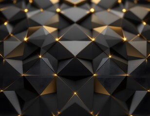 Geometric Black and Gold Abstract: A Luxurious, Low-Poly Design